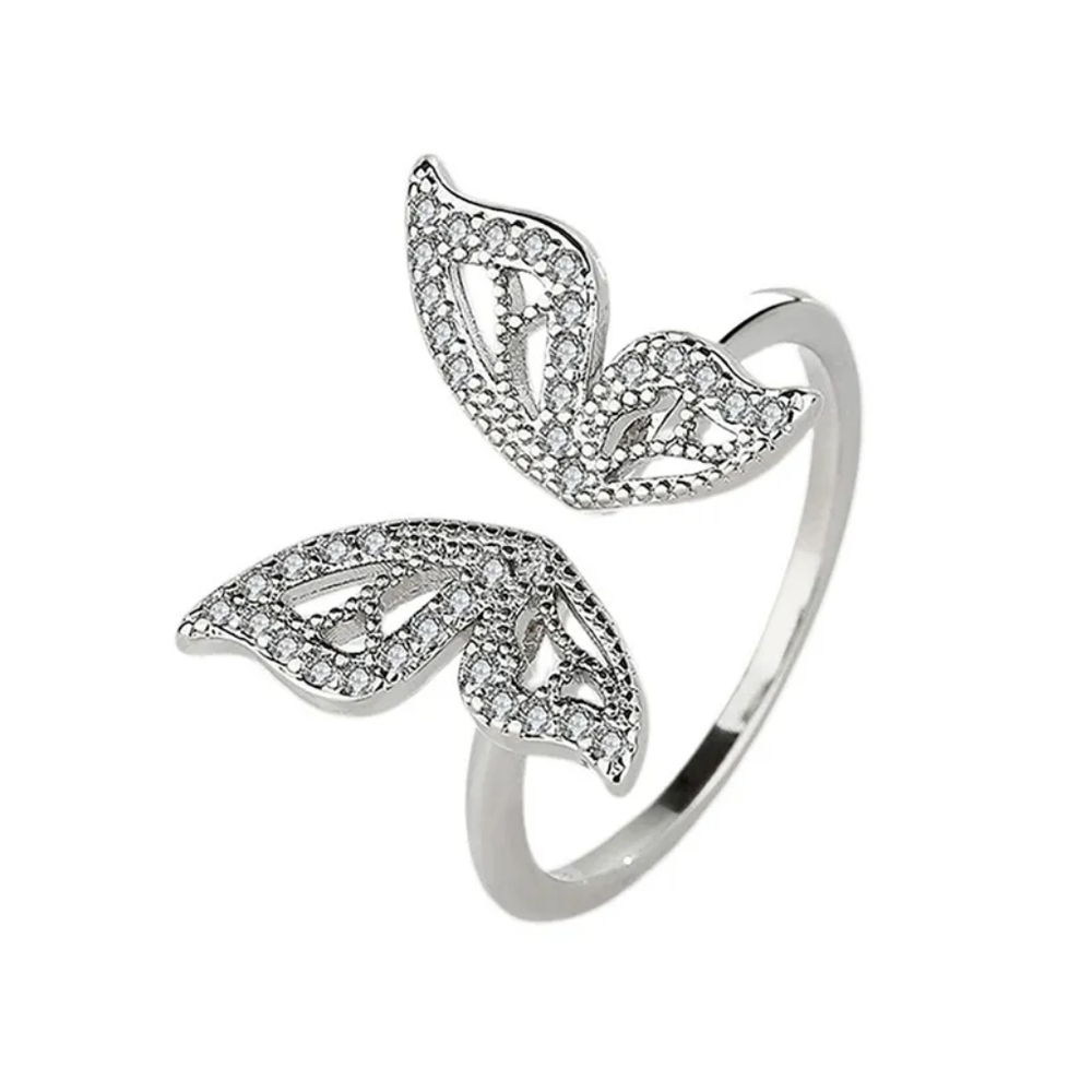 New Fidget Crystal Butterfly Adjustable Ring